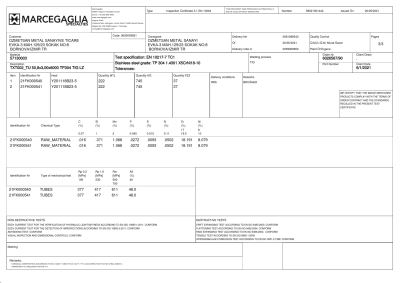 Inspection Certificate 3.1